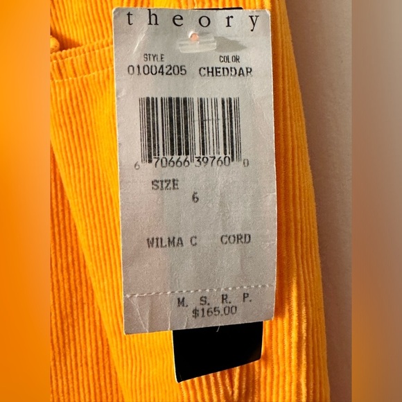 THEORY 6 VINTAGE Wilma Corduroy Straight Leg Crops Mid Rise FALL Autumn Gold - Picture 4 of 13